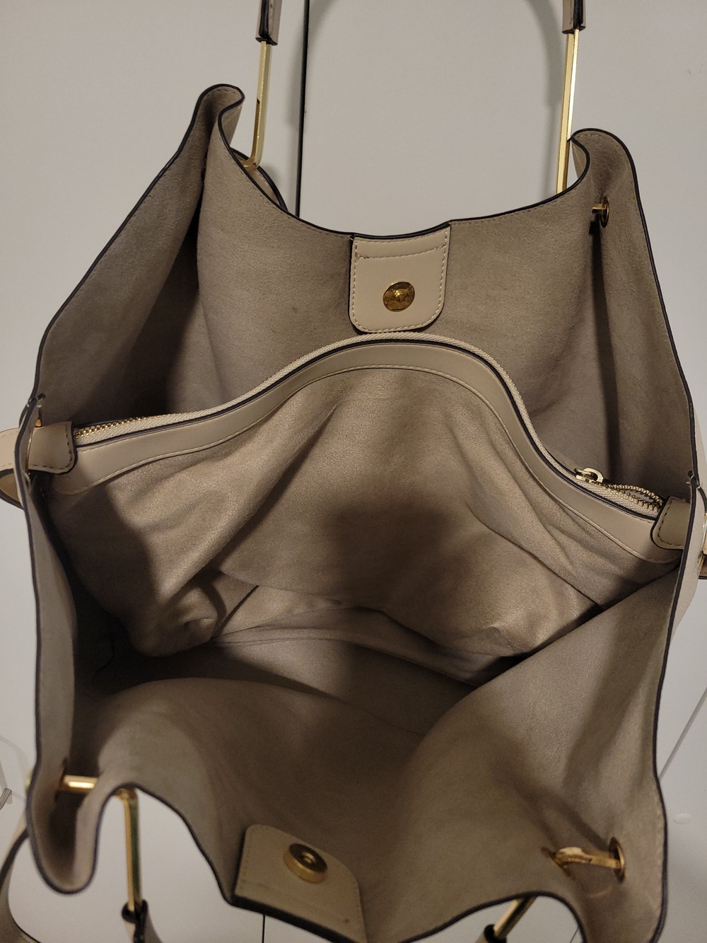 Sondra Roberts Cream Tote with Gold Handle Accents - Picture 2 of 5